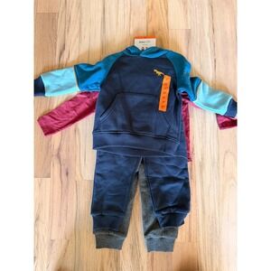 NWT Kids Headquarters Toddler Boys 4-Piece Dinosaur Outfit Set Hoodie Sweatpants